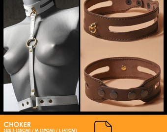 Patterns for leather choker necklace - PDF Leather pattern