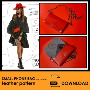 Patterns for leather Small Phone Bag - PDF Leather pattern