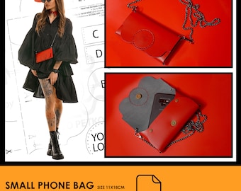 Patterns for leather Small Phone Bag - PDF Leather pattern