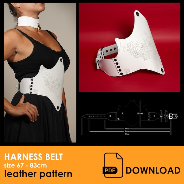 Patterns for leather Harness Belt - PDF Leather pattern - Bdsm