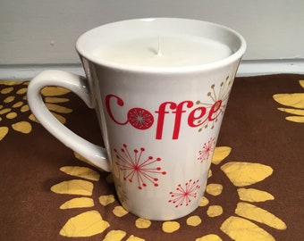 Hand Poured 100% Soy Scented Candle in a Repurposed Starburst "Coffee" Mug - Coffee Scented