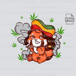 Animal fumador de malezas, 420 Red Panda PNG, Cannabis PNG, Linda descarga digital, diseño de camiseta png, diseño de impresión bajo demanda