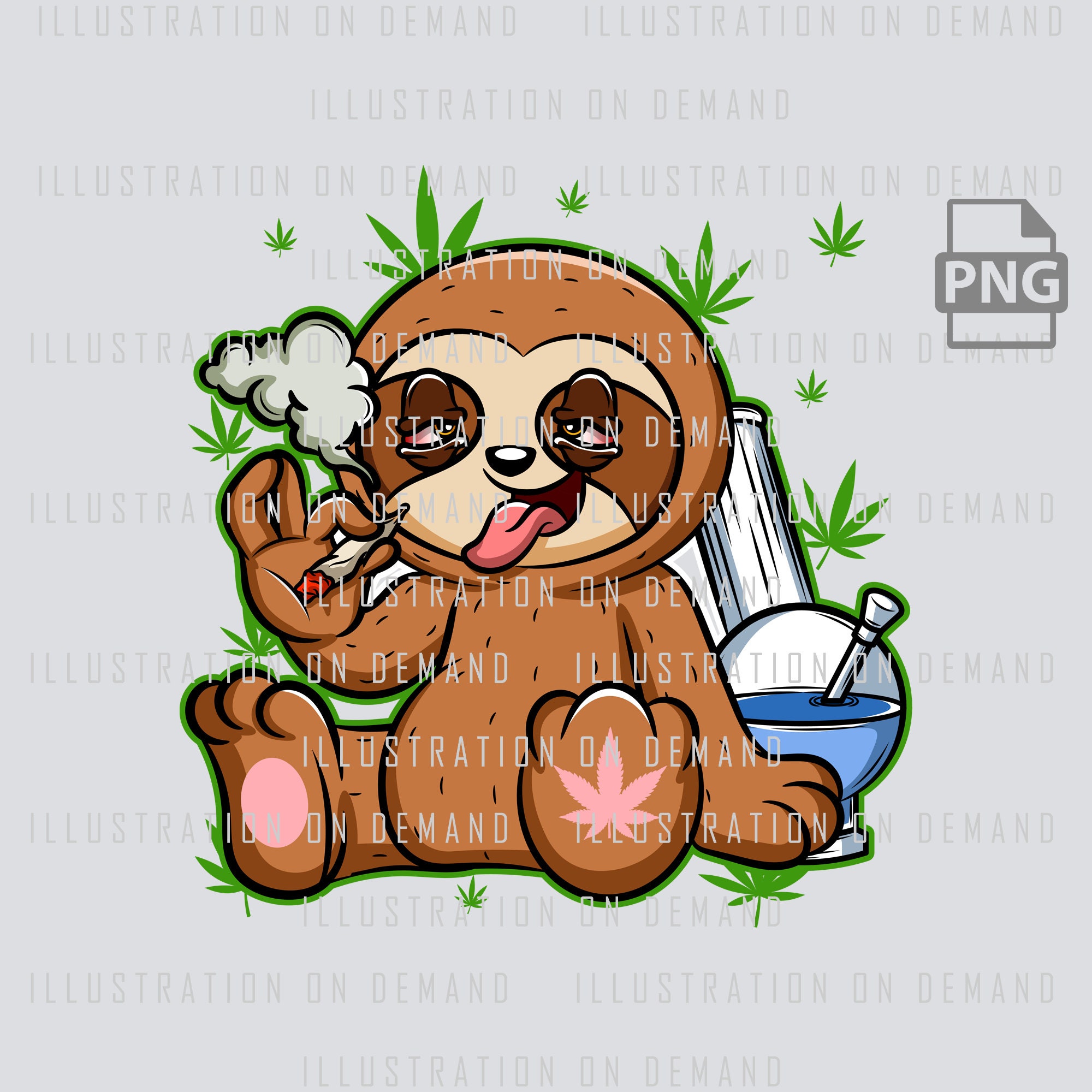 Stoned Weed Smoking Animal 420 Sloth PNG Cannabis PNG Lazy - Etsy