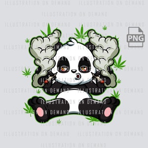 Stoned Panda Bear Weed Smoking Animal, 420 PNG, Cannabis PNG, Linda descarga digital, diseño de camiseta png, impresión bajo demanda