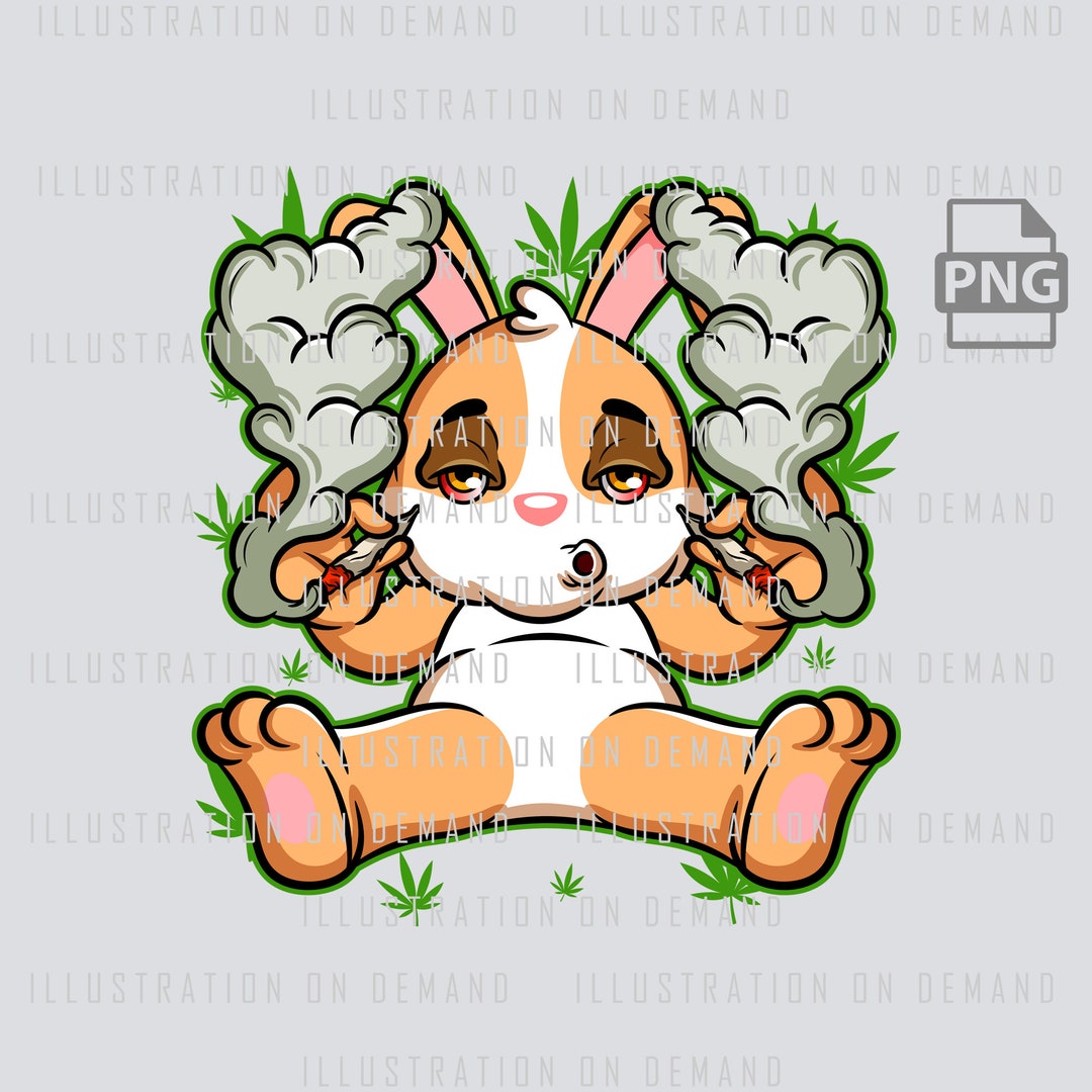 Stoned Rabbit Weed Smoking Animal, 420 Bunny PNG, Cannabis PNG, Digital ...