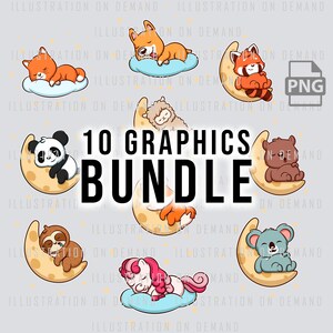 Schlafendes Tier Bundle PNG, Schlafende Tiere Design, Süße Tiere, Digitaler Download, Napping T-Shirt Design png, Print On Demand Design