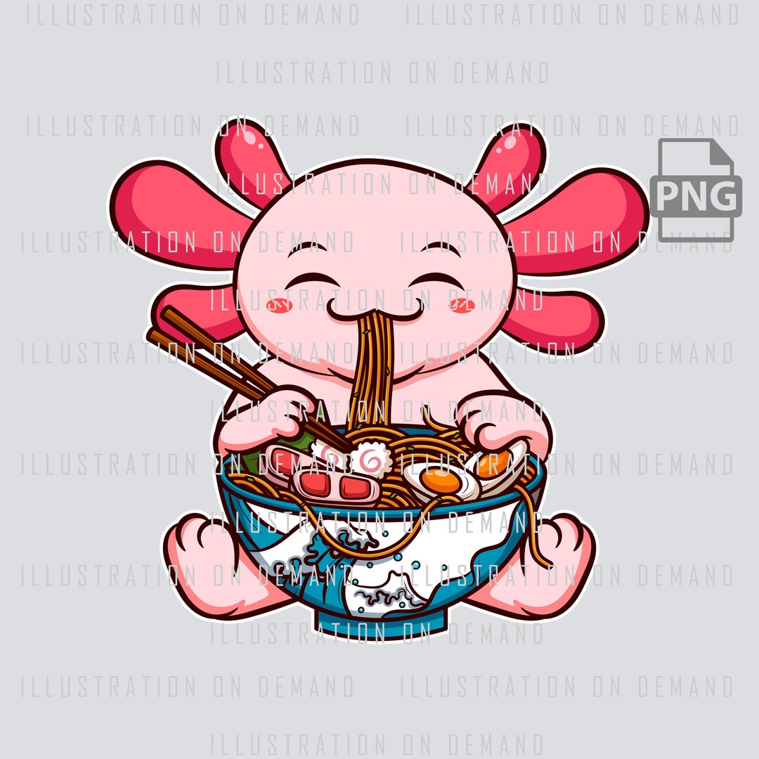 Axolotl Eating Ramen PNG, Ramen Anime Axolotl Design, Cute Axolotl ...
