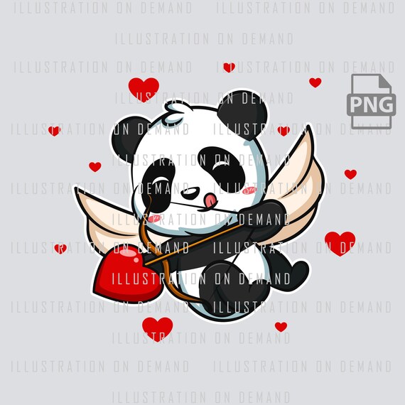 Cupid Valentines Animal, Panda PNG, Valentine'S Day Design, Cute.