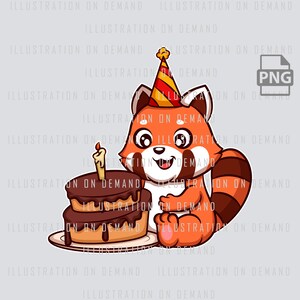 Red Panda Birthday PNG, Happy Birthday Anime Red Panda Design, Red Panda Birthday Decorations, Descarga digital, Diseño de camiseta