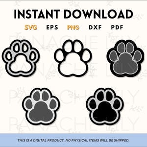 Print Paw Vector Print BUNDEL Hond Kat Hond Paw SVG Animal Paw Dog Foot Print Cricut Silhouette Vector ClipArt Instant Download Paw Print PNG
