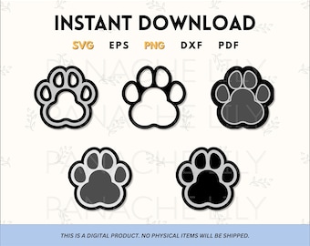 Paw Print Vector Bundle: Dog Cat Animal Foot SVG PNG PDF (Digital Download)