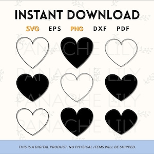Heart SVG Shape Bundle Heart Outline ClipArt Valentine's Day Graphics Cricut Silhouette Vector Instant Digital Download Heart Cut File EPS