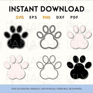 Print Paw Vector Print BUNDLE Dog Cat Dog Paw SVG Animal Paw Dog Foot Print Cricut Silhouette Vector ClipArt Instant Download Paw Print PNG