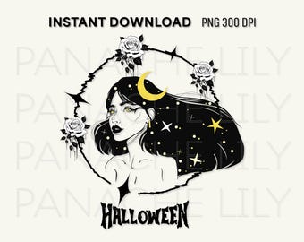 Gothic Halloween PNG: Spooky Witchcraft Clipart (Digital Download)