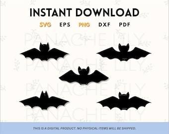 Bat Silhouette SVG Collection: Spooky Halloween Designs (Digital Download)