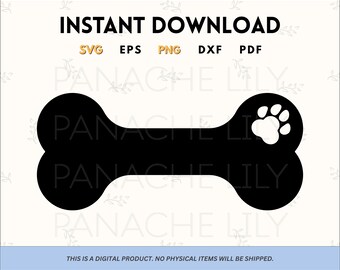 Paquete SVG de huellas de patas: Diseño de hueso de perro, manualidades para amantes de las mascotas (descarga digital)