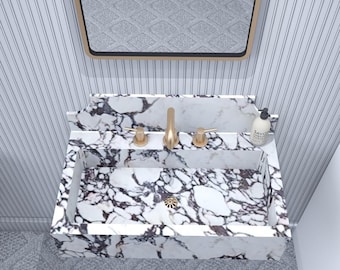 Monet Sink Vagli Sink Calacatta Viola Marble Sink Marble Sink Desing Violet Marble sink Bathroom Marble Sink