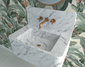 Arebescato Carrara Bowl sink for bathroom, Wall Mount Sink, marble vanity sink ,Luxury bathroom sinks, White marble sink