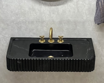 Nero Marquina Marble Sink ,  Marble Washbasin , marble sinks Basins  bathroom sink powder room sink
