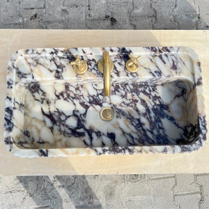 Custom Calacatta monet Viola Marble Sink Violet sink Monet Sink Vagli Sink Marble Sink Desing Violet Marble sink Bathroom Sink