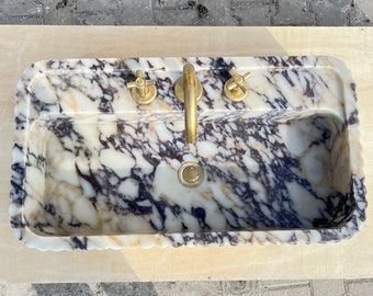 Lavabo de mármol Calacatta Monet Viola personalizado Lavabo violeta Lavabo Monet Lavabo Vagli Lavabo de mármol Diseño Lavabo de mármol violeta Lavabo de baño