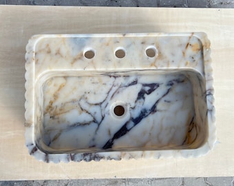 Calacatta monet Viola Marble Sink Violet sink Monet Sink Vagli Sink Marble Sink Desing Violet Marble sink Bathroom Sink