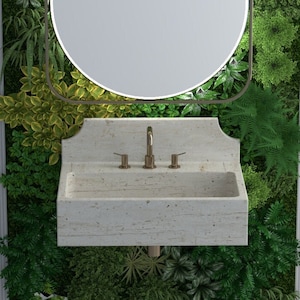 Travertine Marble Sink Powder room Sink Custom Wall Mount Marble Sink Farmhouse Travertine Sink