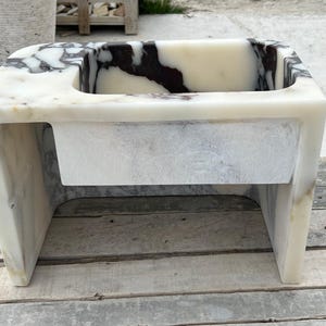 Calacatta Viola Marble Sink – Solid Stone Basin – Handmade Bathroom Vanity – Custom Size Available – One Piece Luxury Sink image 7