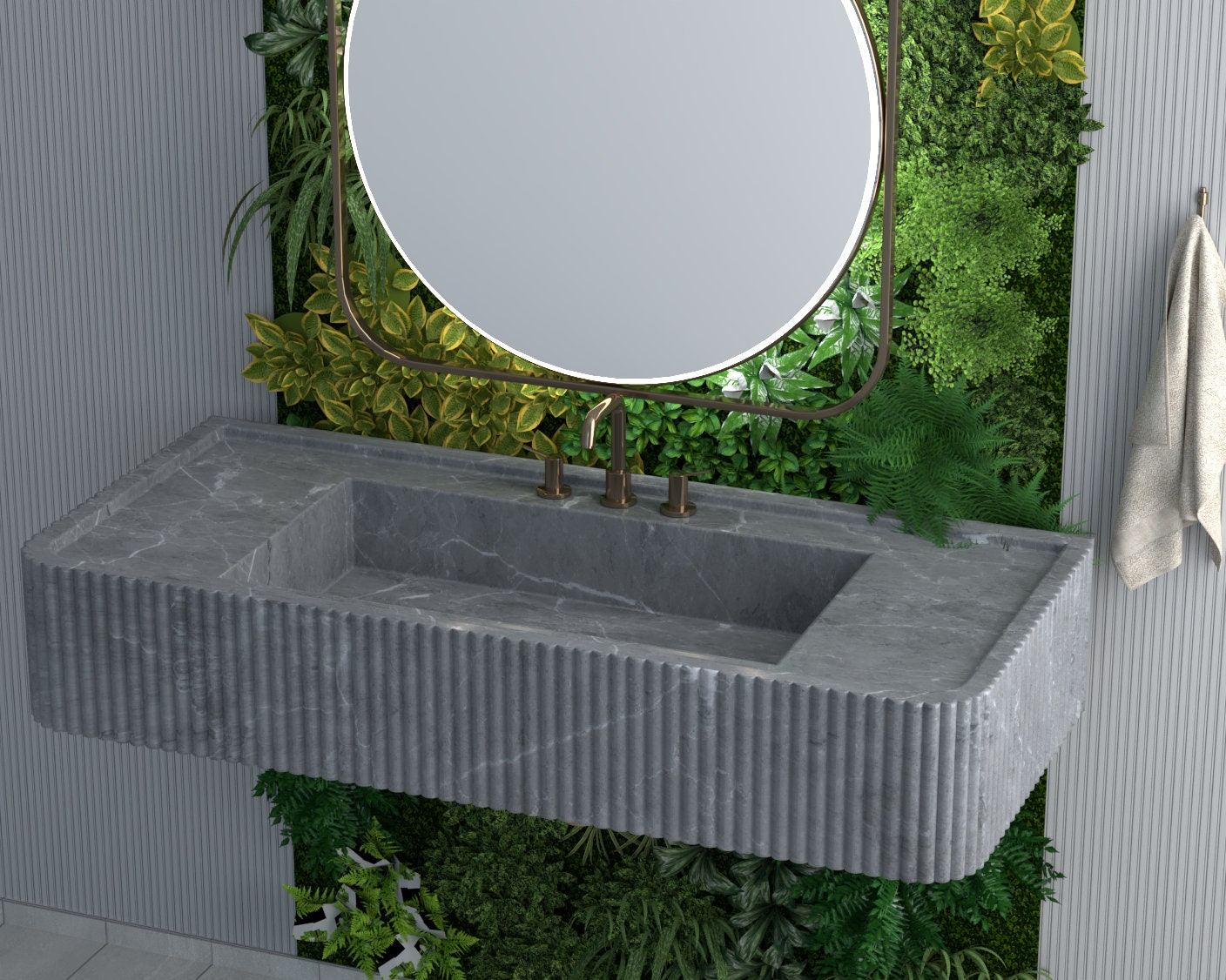 Gray Marble Sink Powder Room Vanity Powder Room Vanities Etsy