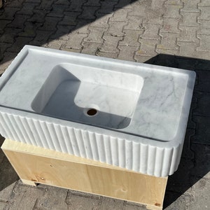 White Carrara Marble Sink - Carrara Marble Sink, White Marble Sink, Natural Marble Sink - Sink - white Sink