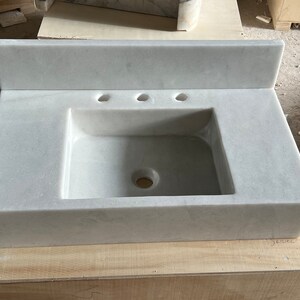 White Marble Sink Back Splash Marble Sink Custom  Personalized sink Powder room sink