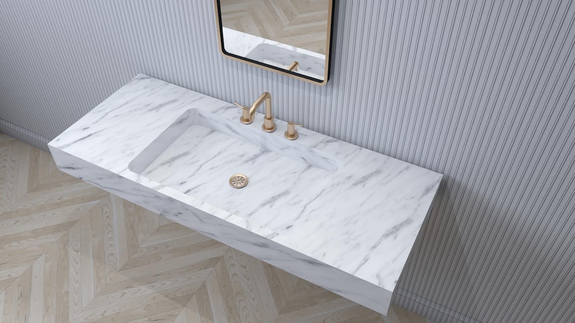 Wall Mount Sink Marble Sink Carrara Marble Sink Custom Marble Etsy