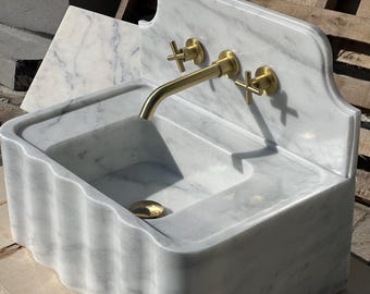 Carrara Marble sink - Handmade Bathroom Vanity