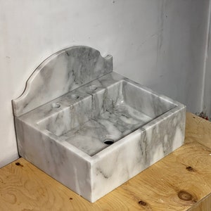 Carrara Marble Sink Powder room Sink Custom Wall Mount Marble Sink