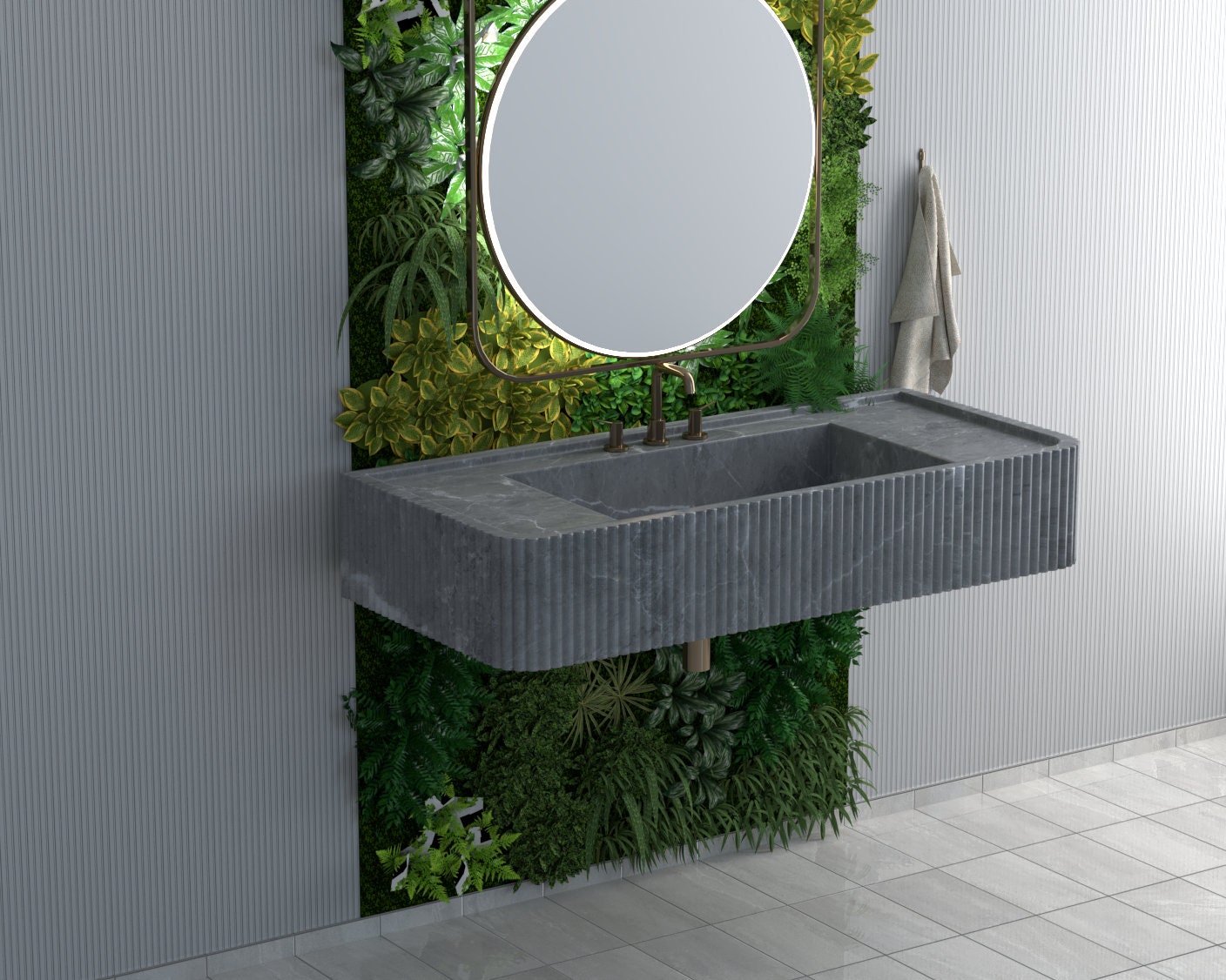 Gray Marble Sink Powder Room Vanity Powder Room Vanities - Etsy