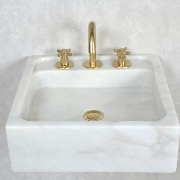 Carrara Marble Wall Basin , Marble Wall Sink , Bathroom Wall Hung Sink , Bathroom Wall Mount Sink