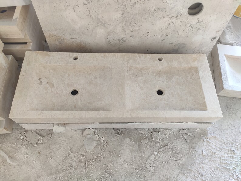 Double Sink Marble Bathroom Sink - Etsy