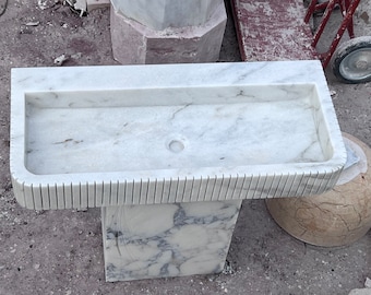 White Marble Sink - Carrara Marble Sink, White Marble Sink, Natural Marble Sink - Sink - white Sink- bath Marble sink