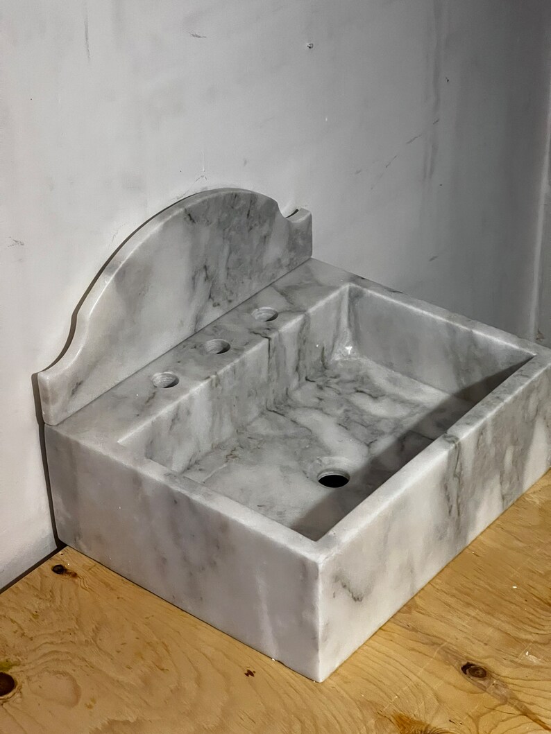 Carrara Marble Sink Powder Room Sink Custom Wall Mount Marble Sink - Etsy