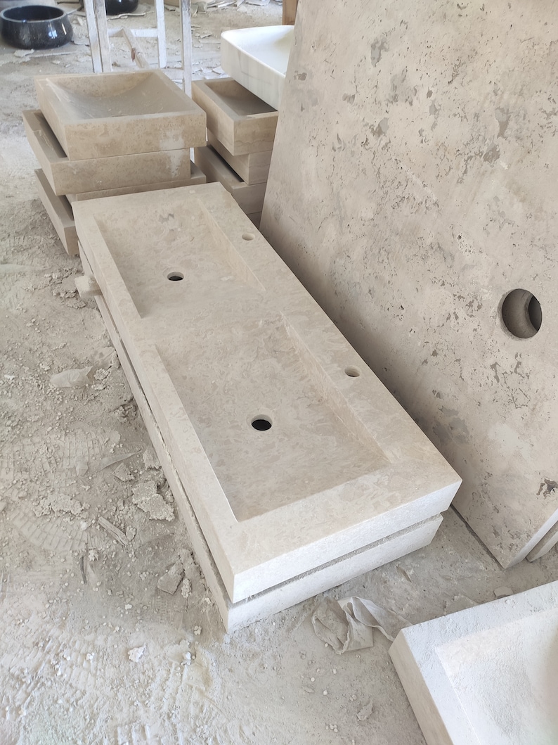 Double Sink Marble Bathroom Sink - Etsy