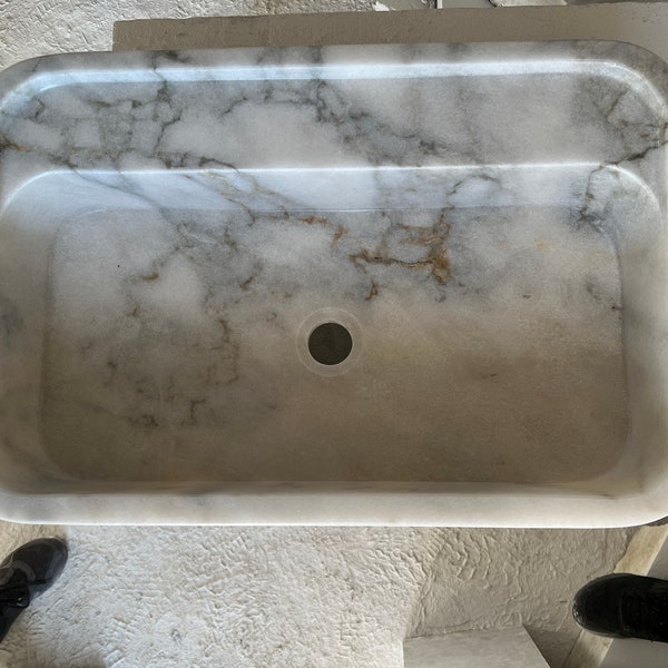 White Marble Sink , White Washbasin Sink , Customized Marble Sink , Personalized Marble Sink