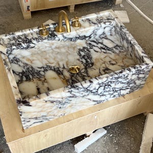 Calacatta Viola Marble sink - Handmade Bathroom Vanity
