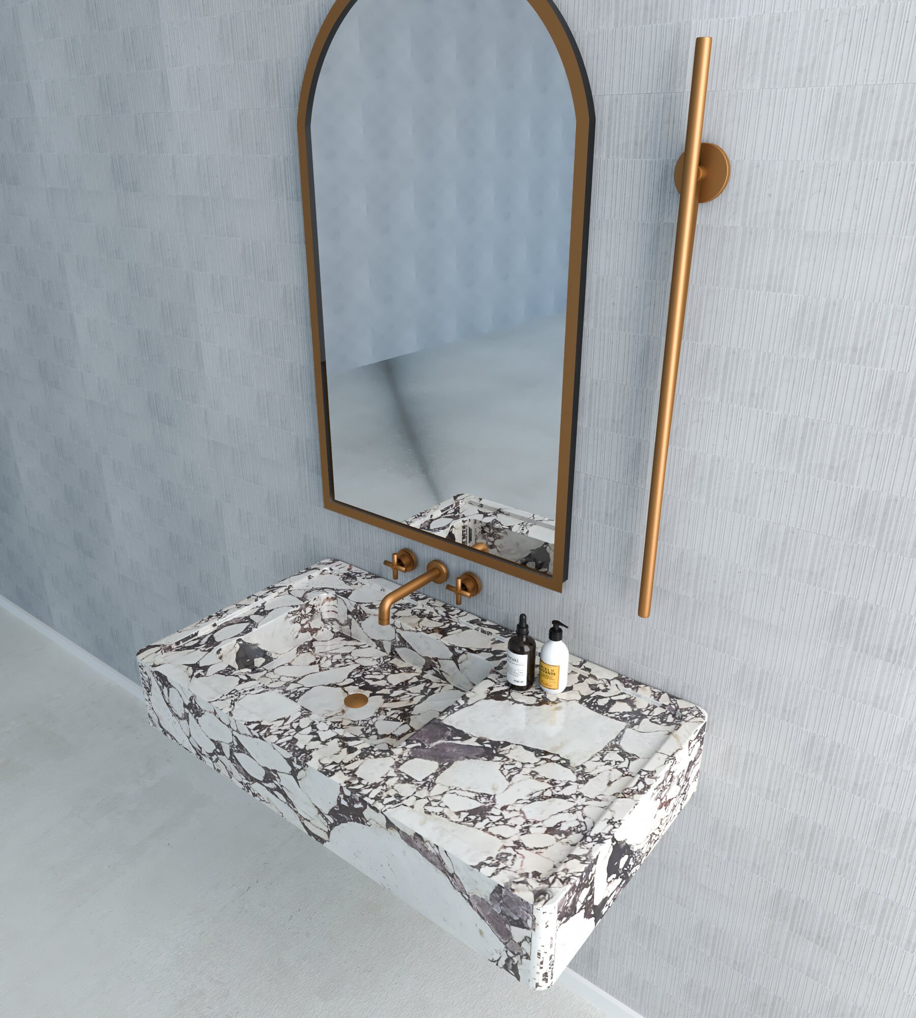 Calacatta Viola Bathroom Marble Sink , Violet Marble Sink, Marble Sinks