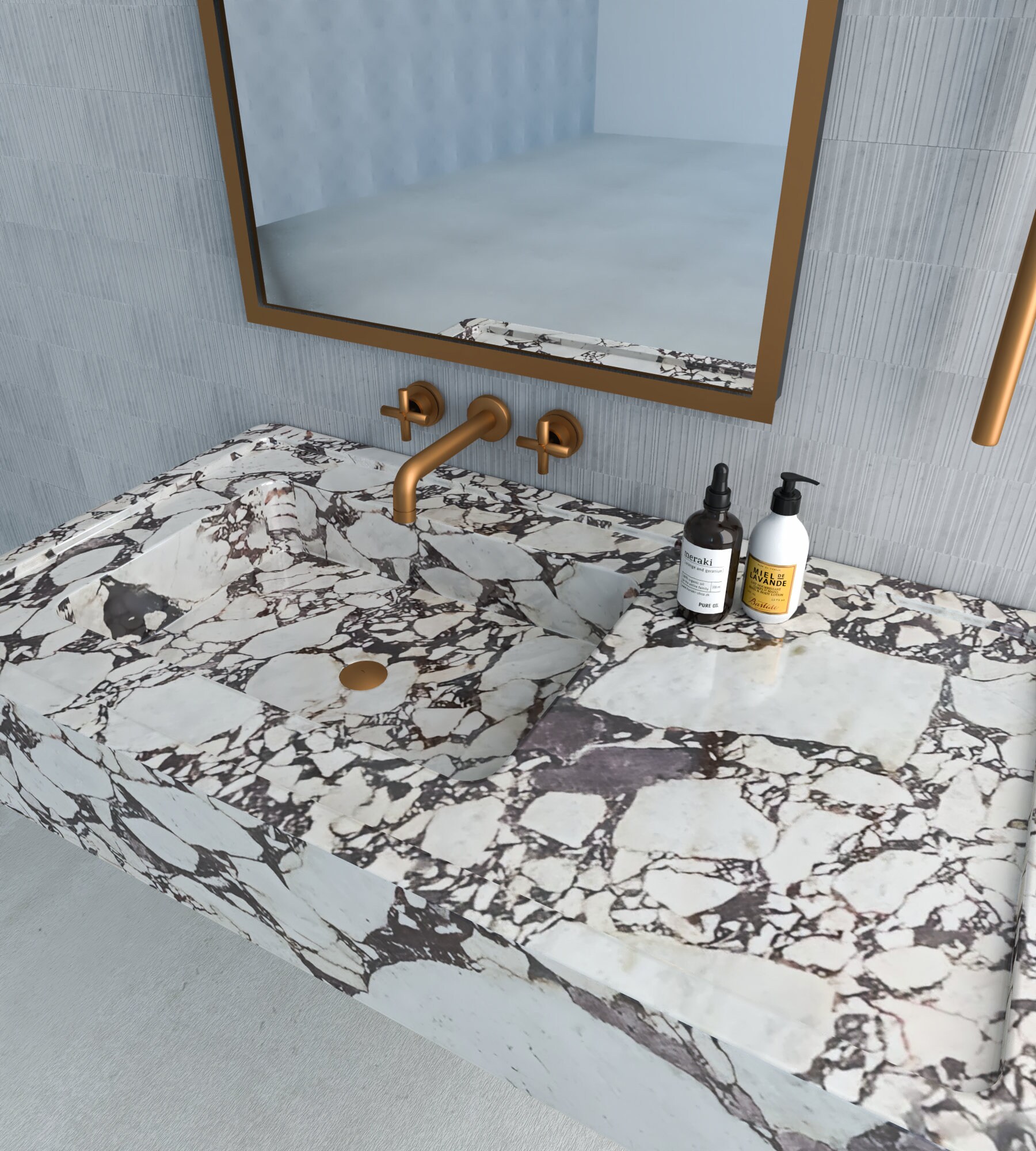 Calacatta Viola Bathroom Marble Sink , Violet Marble Sink, Marble Sinks