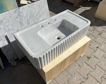 White Carrara Marble Sink - Carrara Marble Sink, White Marble Sink, Natural Marble Sink - Sink - white Sink