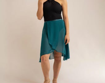 Handgemaakte balletwikkelrok van chiffon: lange repetitiedansrok