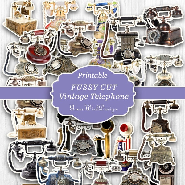 Vintage Telephone Fussy Cuts