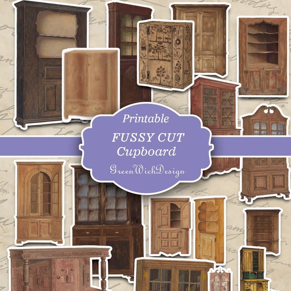 Vintage Cupboard Clipart, Fussy Cut Cupboard, Cupboard Ephemera