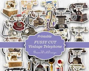 Vintage Telephone Fussy Cuts