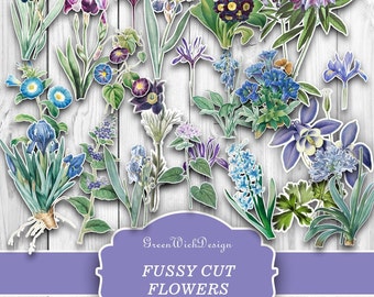 Fussy Cut Flowers, Junk Journal Ephemera, Cricut, Print and Cut, Tag, Junk Journal,  Digital Download